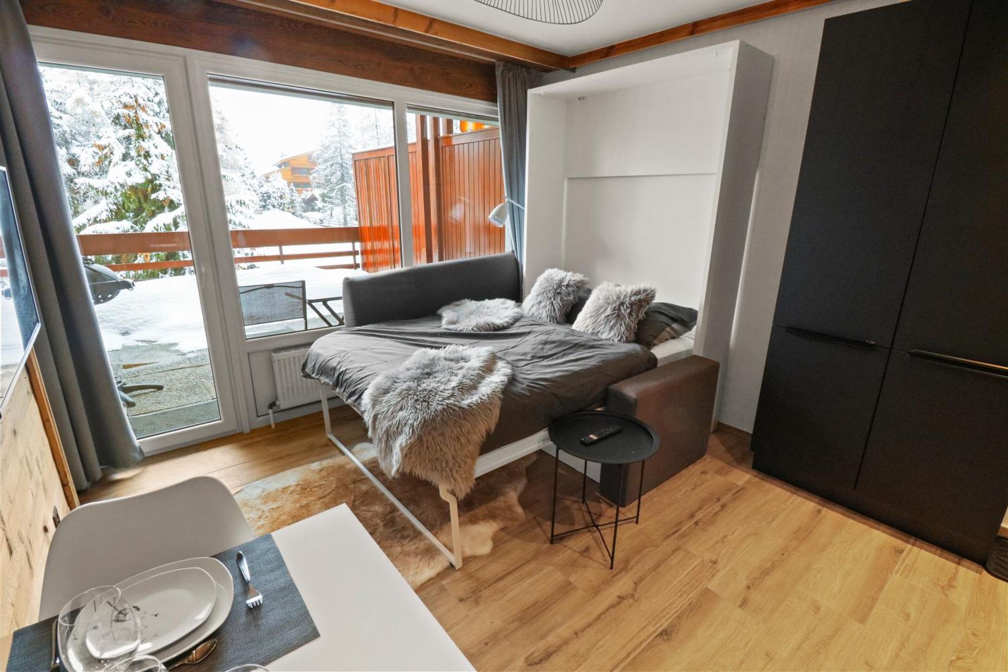 Joli Studio Avec Parking Gratuit Crans-Montana Esterno foto